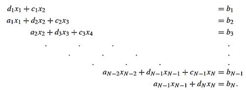 Consider the following tridiagonal linear system, and assume that the coefficient matrix is strictly...