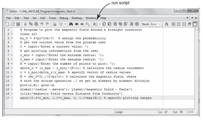 Write a script similar to the script given in Fig. that plots the electric field caused by a charge...