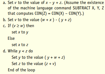 Assume that the variables v, w, x, y, and z are stored in memory locations 200, 201, 202, 203, and...