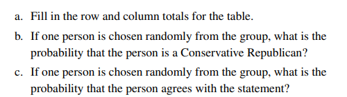 Climate Change: Conditional Probability Refer to the table in exercise 5.109. Suppose one person is...-2