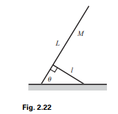 A ladder of length L and mass M has its bottom end attached to the ground by a pivot. It makes an...