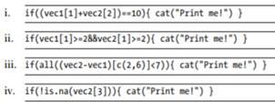 Create the following two vectors: Without executing them, determine which of the following if...-2