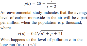 AIR POLLUTION It is estimated that t years from now the population of a certain suburban community...