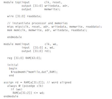 Write HDL code for the multicycle MIPS processor. The processor should be compatible with the...