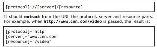 Write a program that parses an URL in following format: