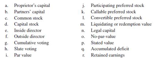 Matching I Following are a number of the key terms and concepts introduced in the chapter, along...