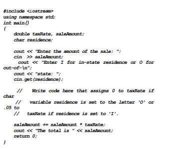 Complete the following program skeleton so it computes the correct sales tax. If the customer is an...-1