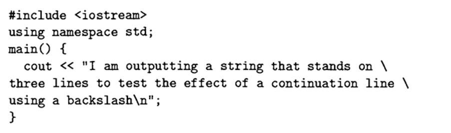 A backslash symbol \ at the end of a line is supposed to continue it to the next line. Test the...