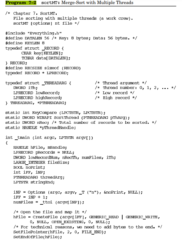 Reimplement (Program 7–2) using an event rather than thread suspension to synchronize worker thread...-1