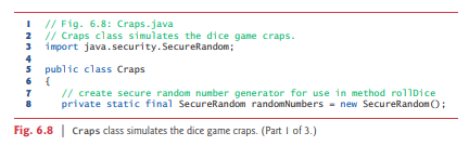 For the class Craps in Fig. 6.8, state the scope of each of the following entities: a) the variable...-1