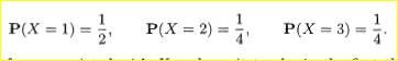 1. Let X be a random variable that takes the values 1, 2, and 3, with the following probabilities...