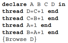 Order-determining concurrency. Explain what happens when executing the following: In what order are...-1