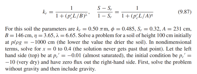 Flow through a partially saturated soil is often described macroscopically using the following...-5