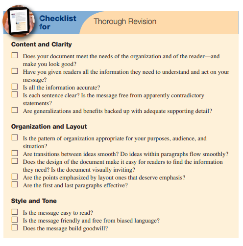 Giving and Evaluating Feedback. In a group with other students, use the Checklist for Thorough...