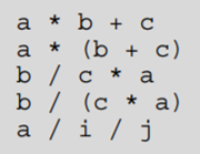 Evaluate the following expressions, given that float a = 2, float b = 3, float c = 5, and int i = 2,...-1