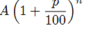 Let p be a bank’s interest rate in percent per year. An initial amount A has then grown to after n...