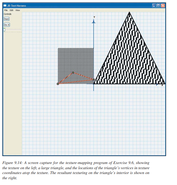 Use the 2D test bed to create a program to experiment with texture mapping. Display, on the left, a...