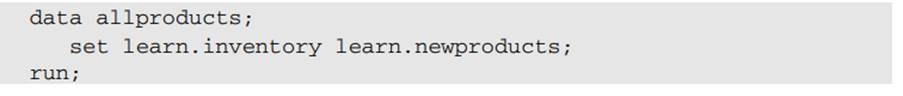 Write the necessary PROC SQL statements to accomplish the same goal as the program here: