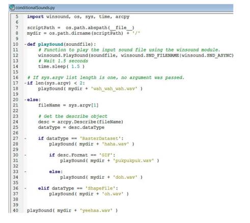 conditionalSound.py Inspect the sample script ‘conditionalSound.py’ shown below. Then predict what...