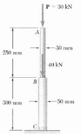 Two solid cylindrical rods are joined at B and loaded as shown. Rod AB is made of steel (E = 200...