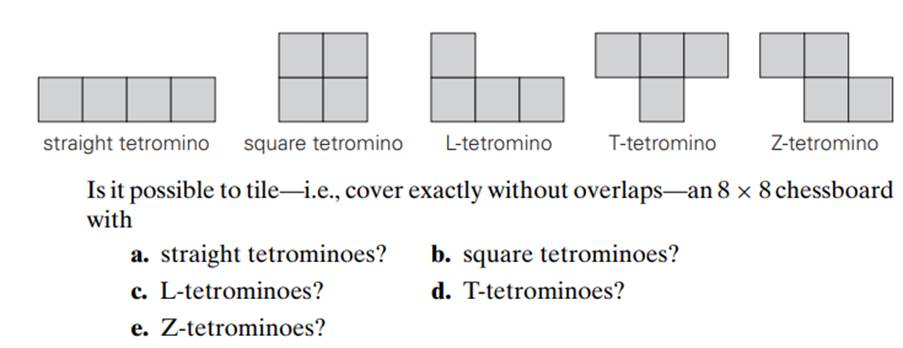 Tetromino tilings Tetrominoes are tiles made of four 1 × 1 squares. There are five types of...