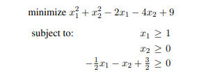 Using the KKT conditions, find solution candidates for the following CP problem