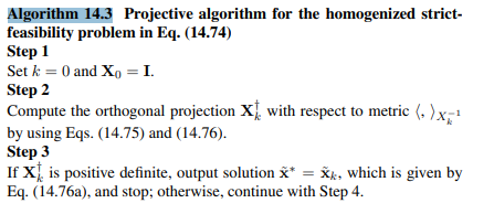 Applying Algorithm 14.3, solve the strict-feasibility problem in Eq. (14.64) if-3