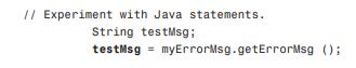 These two statements simply define a String variable, and execute the getErrorMsg() method in the...