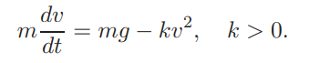 If air resistance is proportional to the square of the instantaneous velocity, then the velocity v...