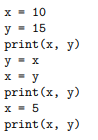 Draw pictures to help determine the final values of each variable in these sequences of assignment...-2