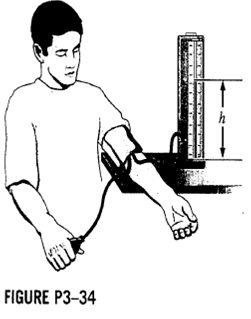 The maximum blood pressure in the upper arm of a healthy person is about 120 mmHg. If a vertical...