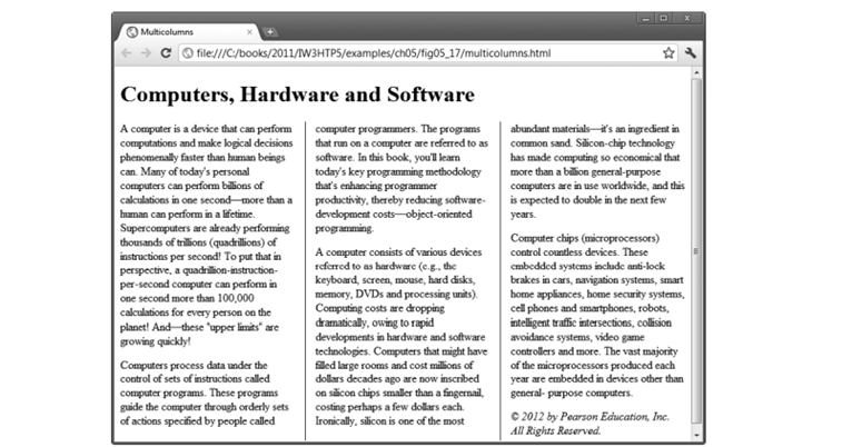 Change the format of the example in Fig. 5.17 to four columns, add an author name and increase the...