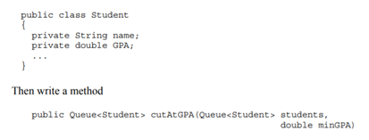 Complete a class Student: that removes student records one by one from the students queue and adds...