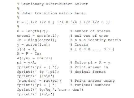 Modify the code of Problem 11 to solve for stationary distributions of continuous-time Markov chains...-1