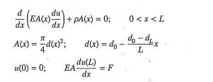 Consider the problem of finding the axial displacement of a truncated solid cone of length L hanging...-1