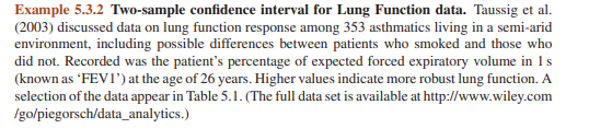 From a study of respiratory afflictions similar to that in Example 5.3.2, Taussig et al. (2003)...-2