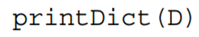 Write a function that makes a list V of the values of D, and then, for each value, prints the value...-1