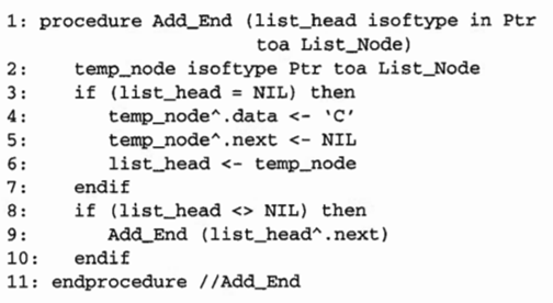 Intended purpose: Create a new node and add it to the end of a linked list. Initialize the newly...