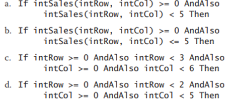 The instils array is declared as follows: Dim instils (,) As Integer = {{1000, 1200, 900, 500,...