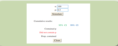 The confidence intervals for a proportion applet allows you to visually investigate confidence...