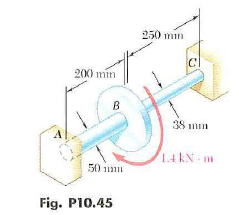 Two solid steel shafts (G = 77.2 GPa) are connected to a coupling disk B and to fixed supports at A...