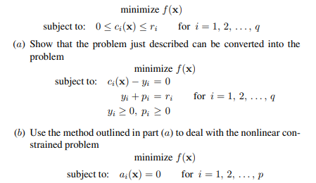 Consider the nonlinear constrained problem