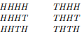 The sample space corresponding to the experiment of tossing a coin 4 times is listed below. Assume...-1