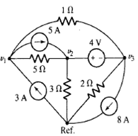 Determine the nodal voltages as labeled in Fig. 4.44, making use of the supernode technique as...