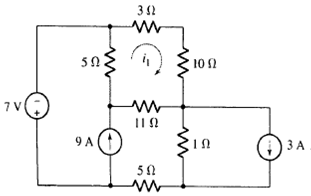 For the circuit of Fig. 4.69. determine the mesh current i1 and the power dissipated by the 1 O...