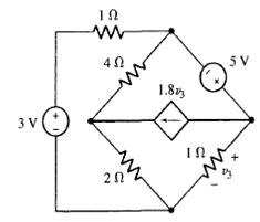 Define three clockwise mesh currents for the circuit of Fig. 4.74, and employ the supermesh...