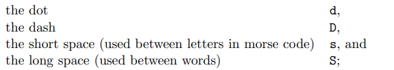 A classic example of a constrained channel with variable symbol durations is the ‘Morse’ channel,...