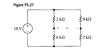 Find the voltage vx in the circuit in Fig. P3.27. b) Replace the 18 V source with a general voltage...