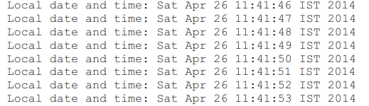 In this program, the main thread prints the current date and time and waits for 1 second and repeats...