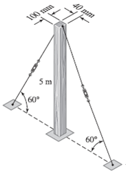 The 5-m-long wood column is built in at its base and stayed by two cables at the top. The...